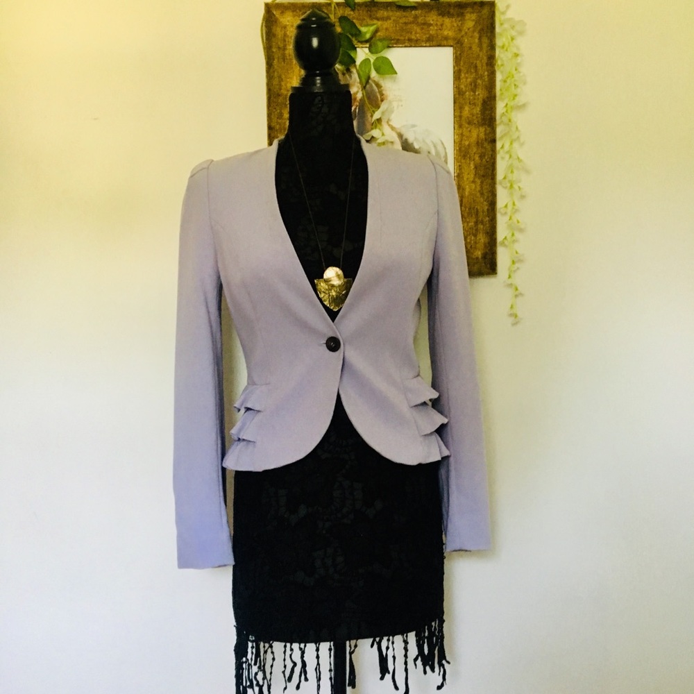 H&M lavender blazer with ruffle detail size 8